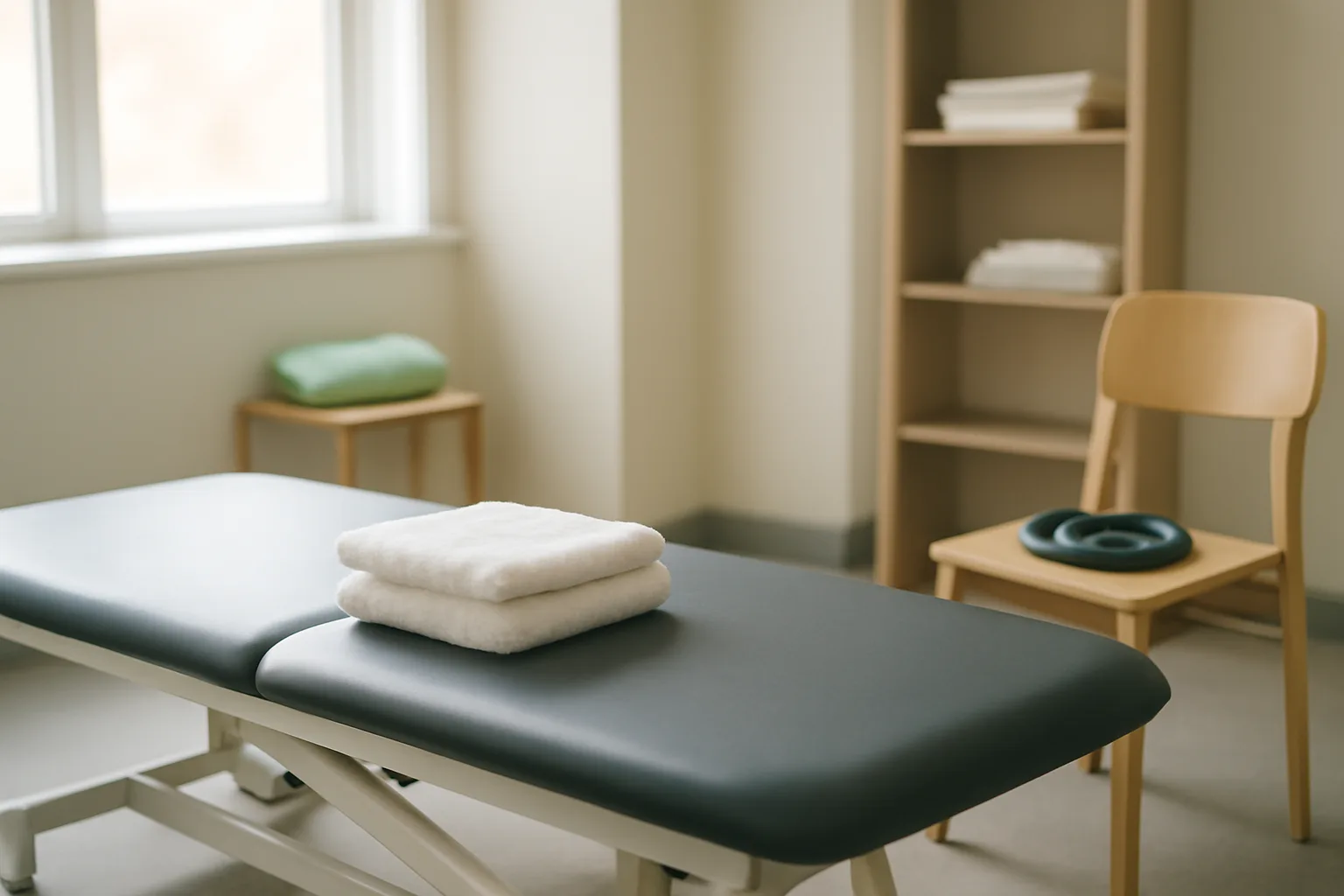 Empty physical therapy treatment table representing recovery research behind BPC-157 before and after claims