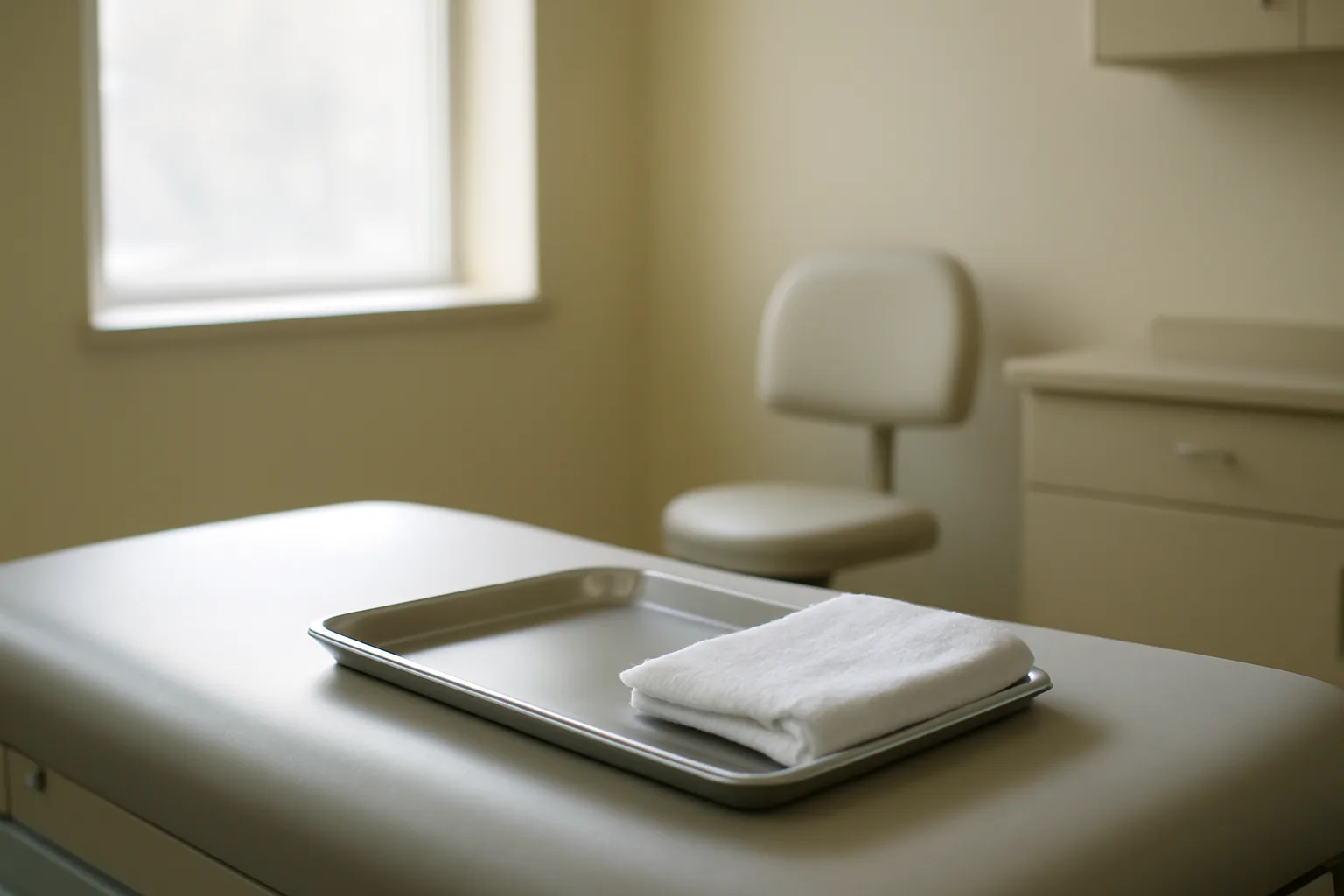 Empty clinical exam room representing careful medical research into BPC-157 use
