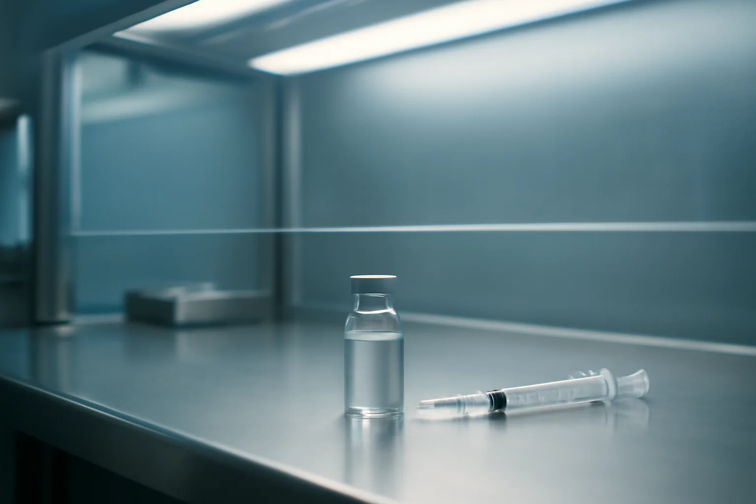 Sterile compounding pharmacy hood preparing an injectable vial, representing how to get BPC-157 legitimately